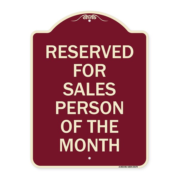 Reserved for Salesperson of Month Heavy-Gauge Aluminum Architectural Sign, 24" x 18", BU-1824-23174